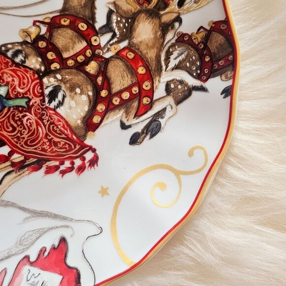 Williams Sonoma TWAS THE NIGHT BEFORE CHRISTMAS Santa Sleigh Salad Plate - Picture 6 of 7
